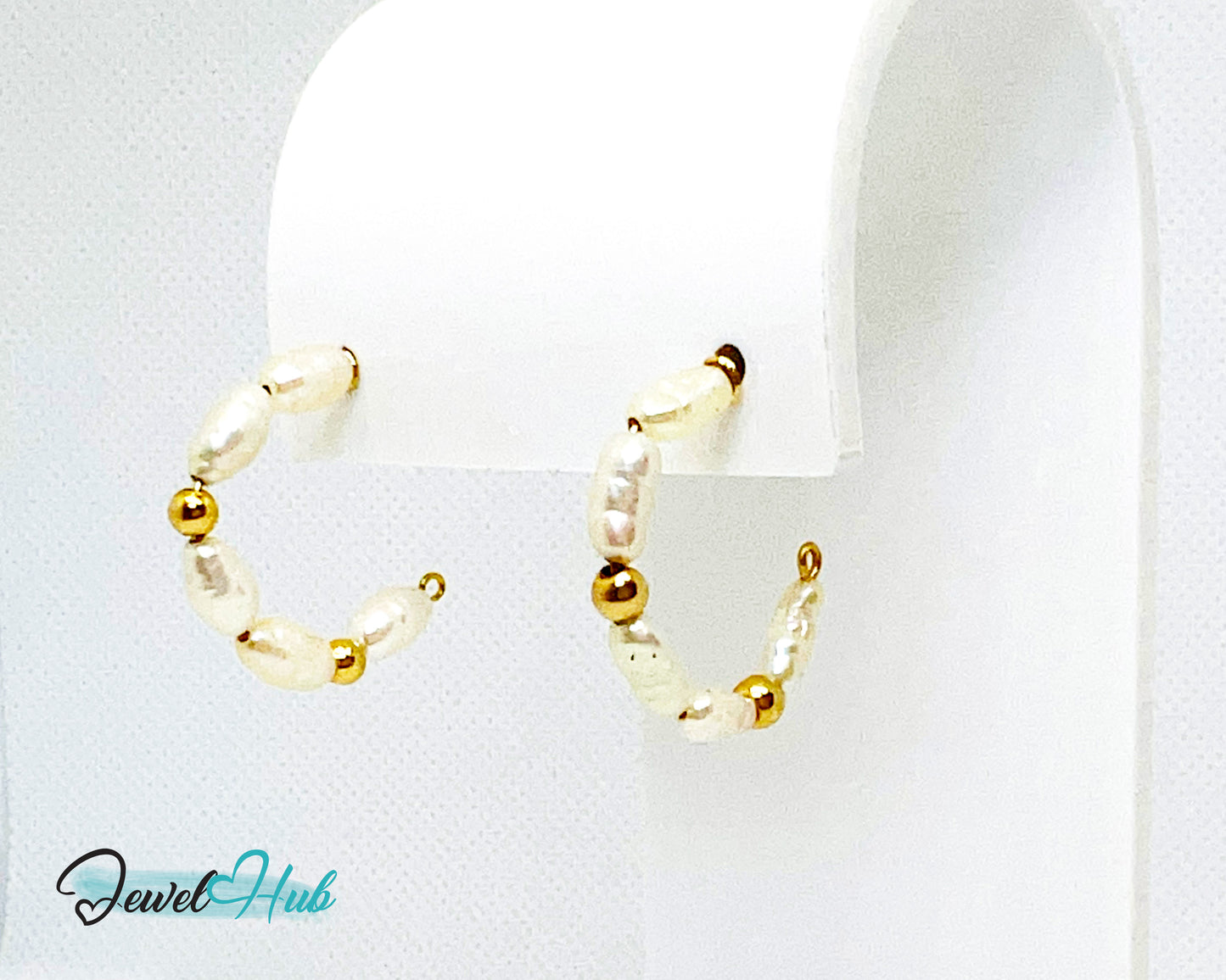14K Solid Gold Freshwater Pearl Cascade Earrings – Lightweight & Sculptural Elegance