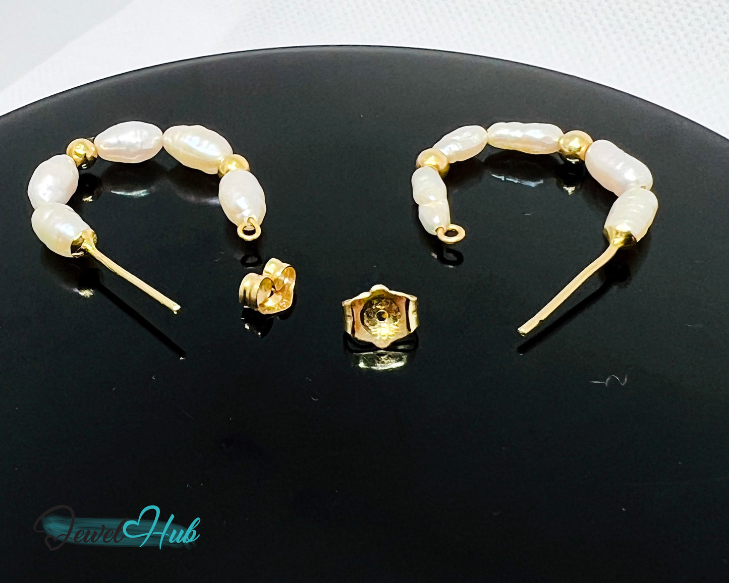 14K Solid Gold Freshwater Pearl Cascade Earrings – Lightweight & Sculptural Elegance