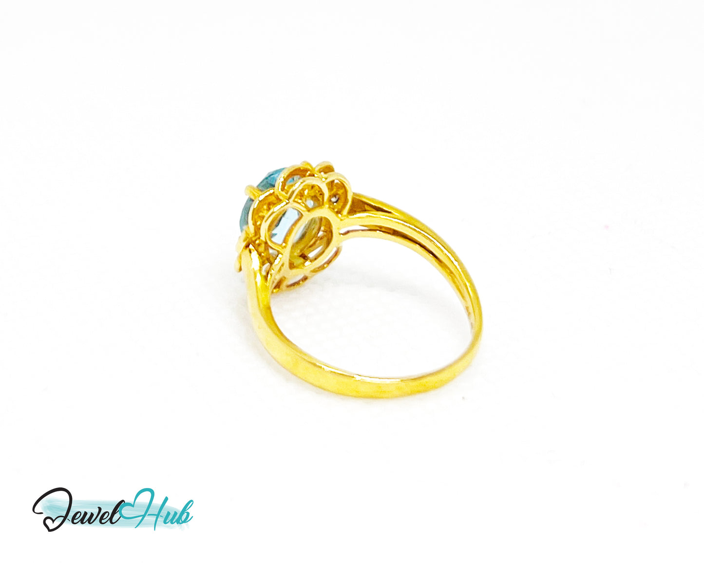 14K Gold Swiss Blue Topaz Ring – Hallmarked (585) Centre Stone 4.19ct | UK L US 6 | with Diamond Accents