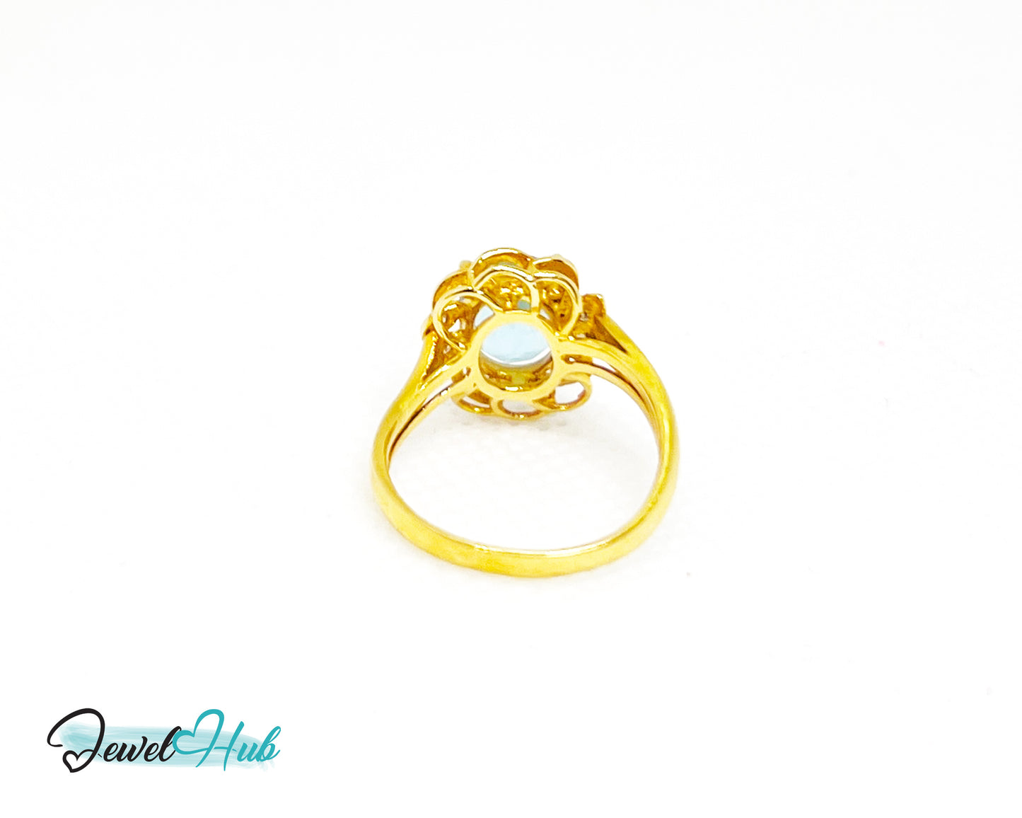 14K Gold Swiss Blue Topaz Ring – Hallmarked (585) Centre Stone 4.19ct | UK L US 6 | with Diamond Accents