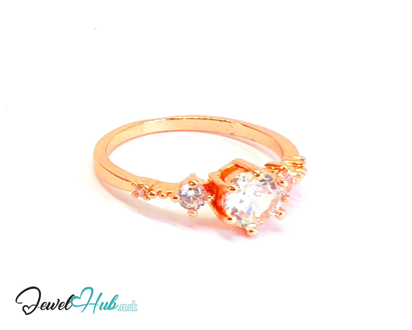 🔱 Rose Arc Ring – Rose Gold-Plated Copper · UK U · US 10.5 · CZ Gradient Cluster CT