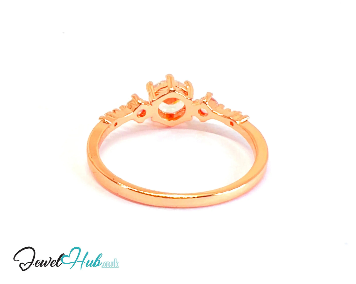 🔱 Rose Arc Ring – Rose Gold-Plated Copper · UK U · US 10.5 · CZ Gradient Cluster CT