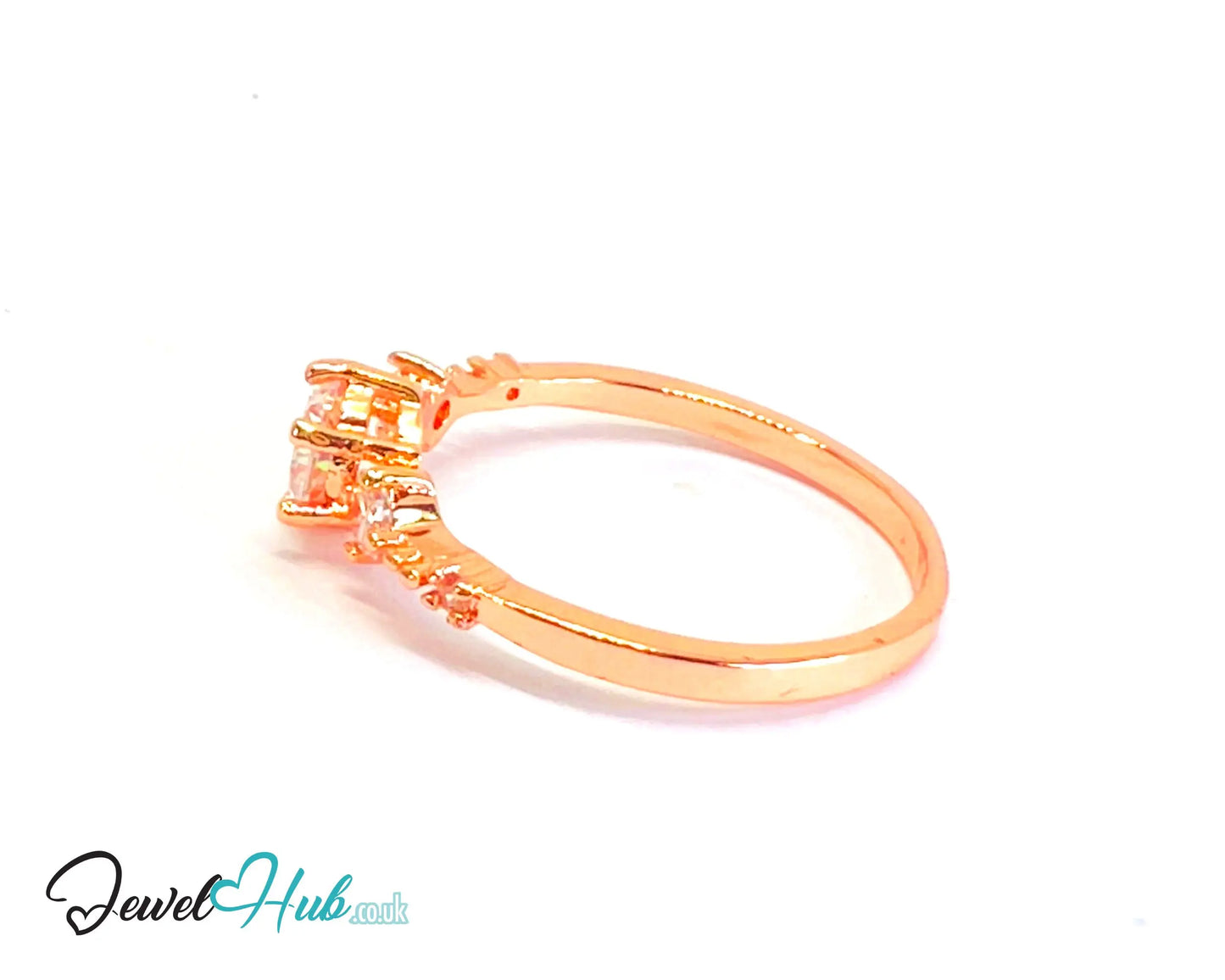 🔱 Rose Arc Ring – Rose Gold-Plated Copper · UK U · US 10.5 · CZ Gradient Cluster CT
