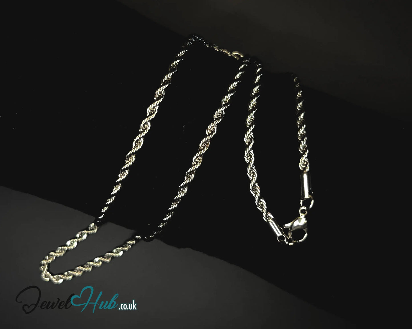 🌀 Twisted Stainless Steel Necklace – 3mm Rope Chain | 55cm Length CT