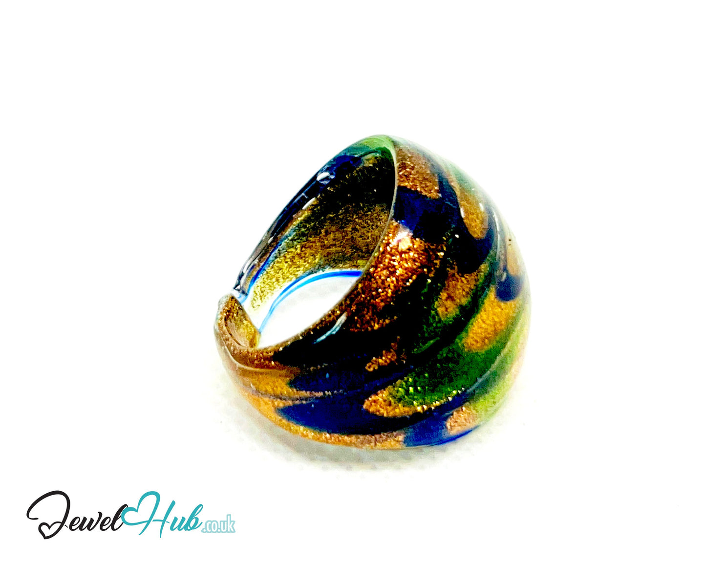 🌊 OceanSpiral Glass Ring – UK O · US 7.5 · Giant Series · Handcrafted Glass CT