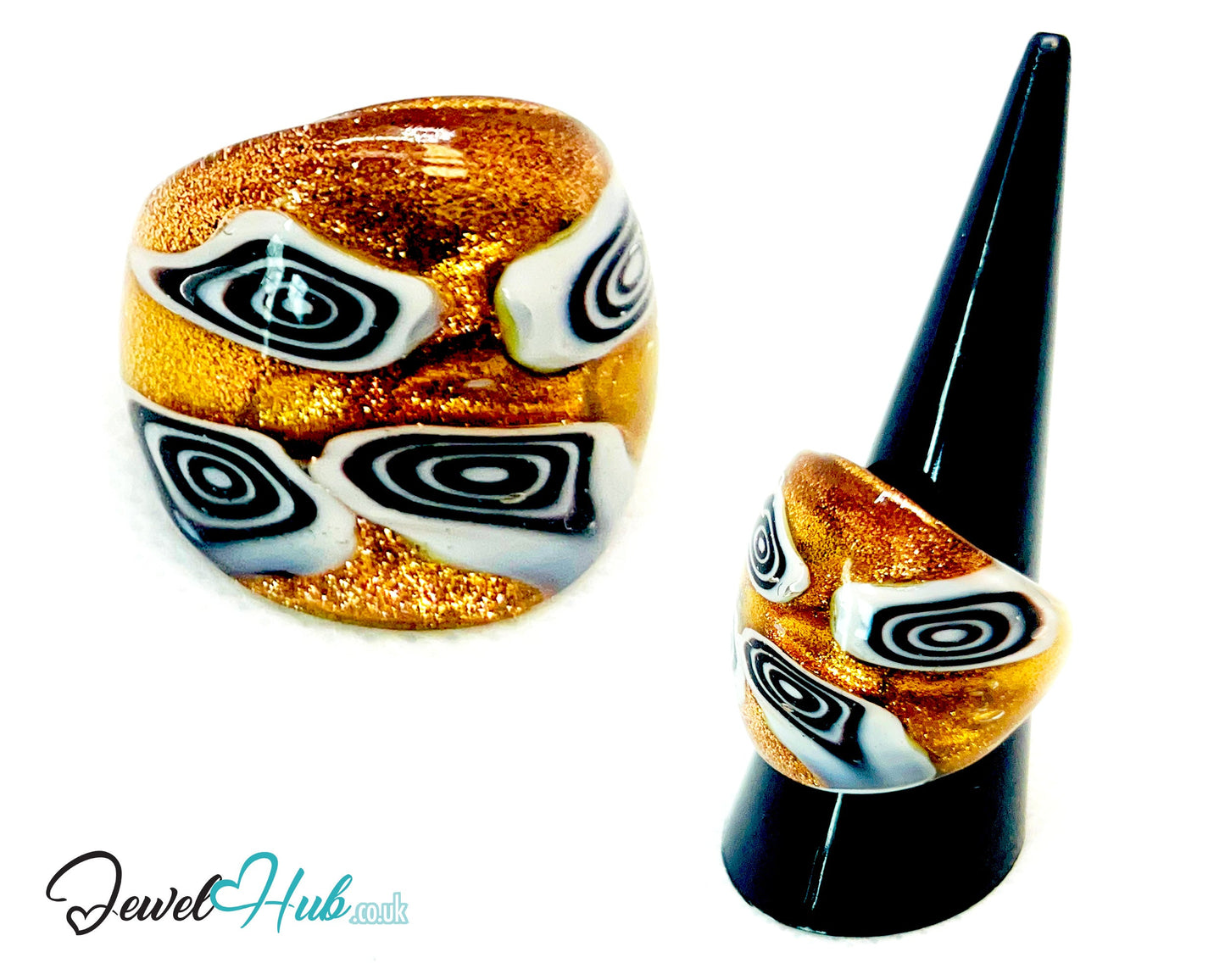 🌀 OrbitGlow Glass Ring – UK P · US 8 · Giant Series · Handcrafted Glass CT