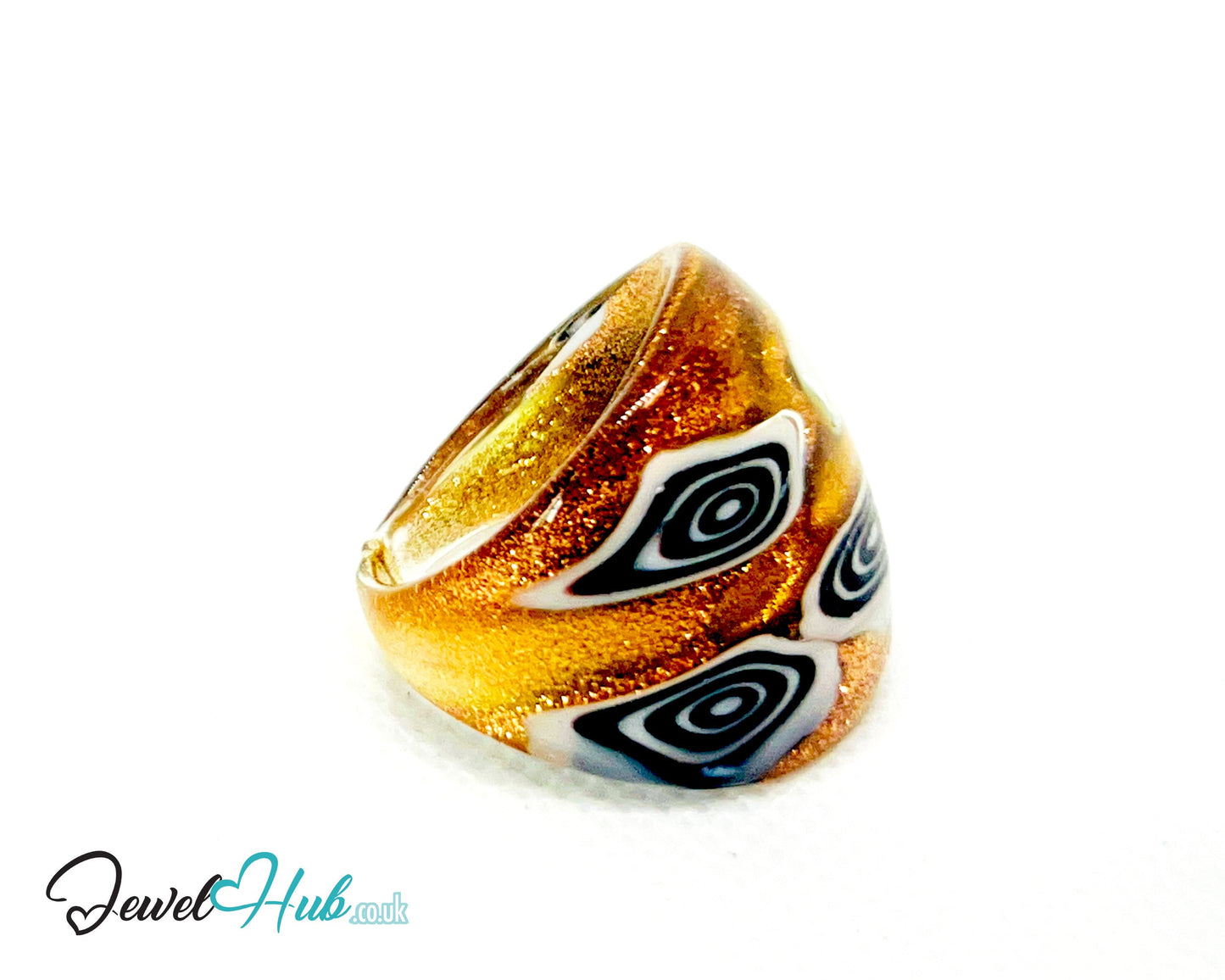 🌀 OrbitGlow Glass Ring – UK P · US 8 · Giant Series · Handcrafted Glass CT