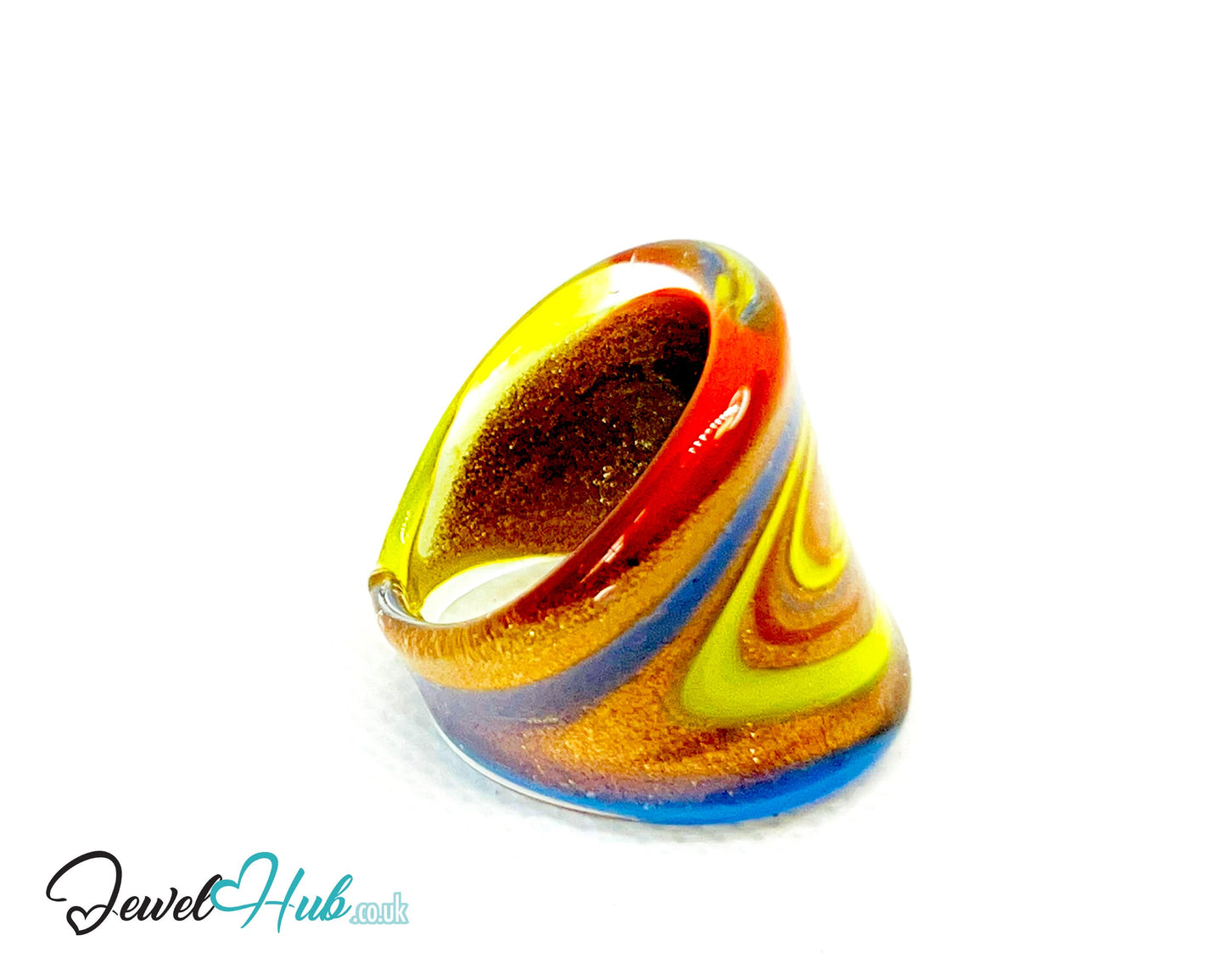 🌀 SpiraGlow Glass Ring – UK R · US 8.5 · Giant Series · Handcrafted Glass CT