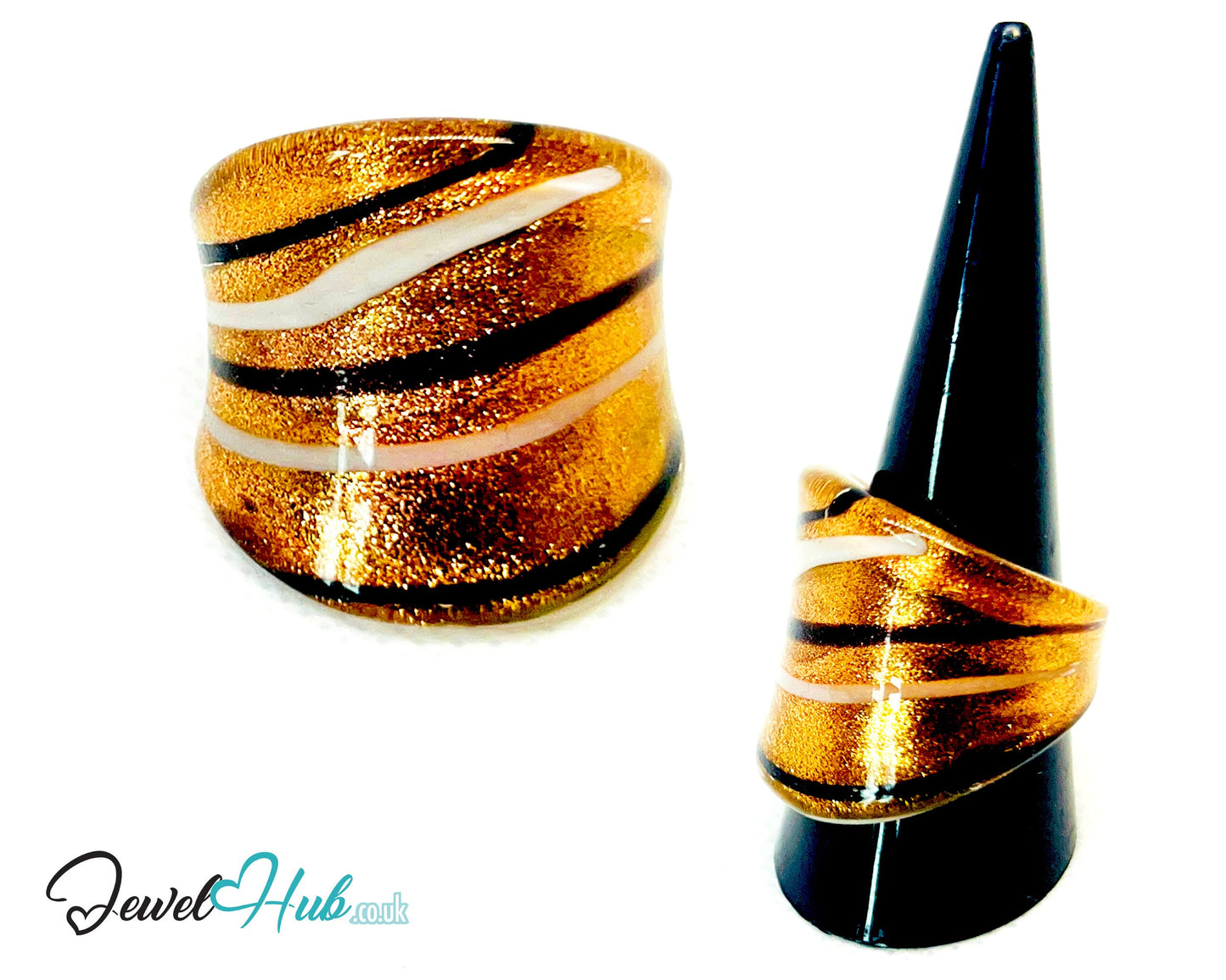 🌀 DuneTwist Glass Ring – UK R · US 9 · Giant Series · Sculptural Swirl Statement CT