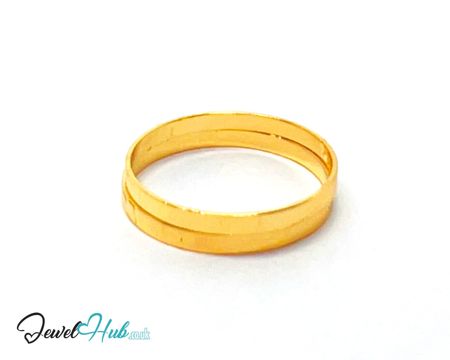 💫 Gold Double Halo Ring – Zinc Alloy · UK M · US 6.5 · Overlapping Twin Bands · Sculptural Minimalist