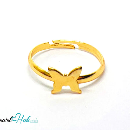 🦋 Gold Butterfly Ring – Zinc Alloy · Adjustable (M/N/O) · Cutout Motif CA