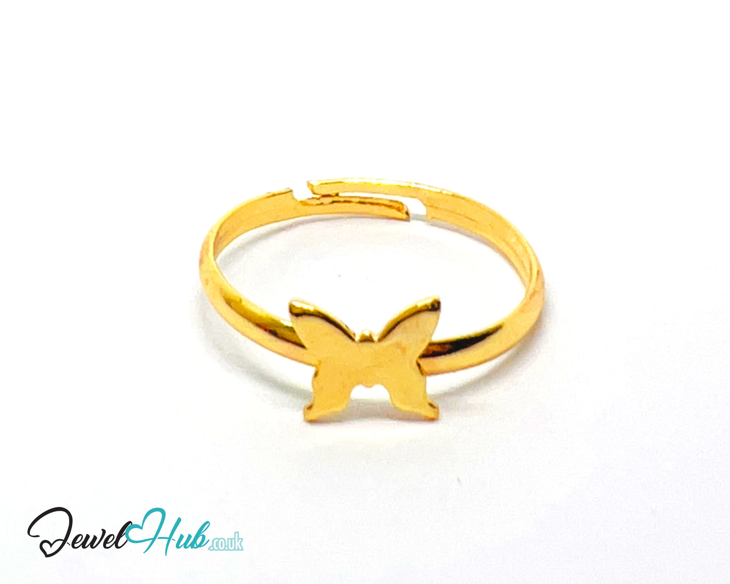 🦋 Gold Butterfly Ring – Zinc Alloy · Adjustable (M/N/O) · Cutout Motif