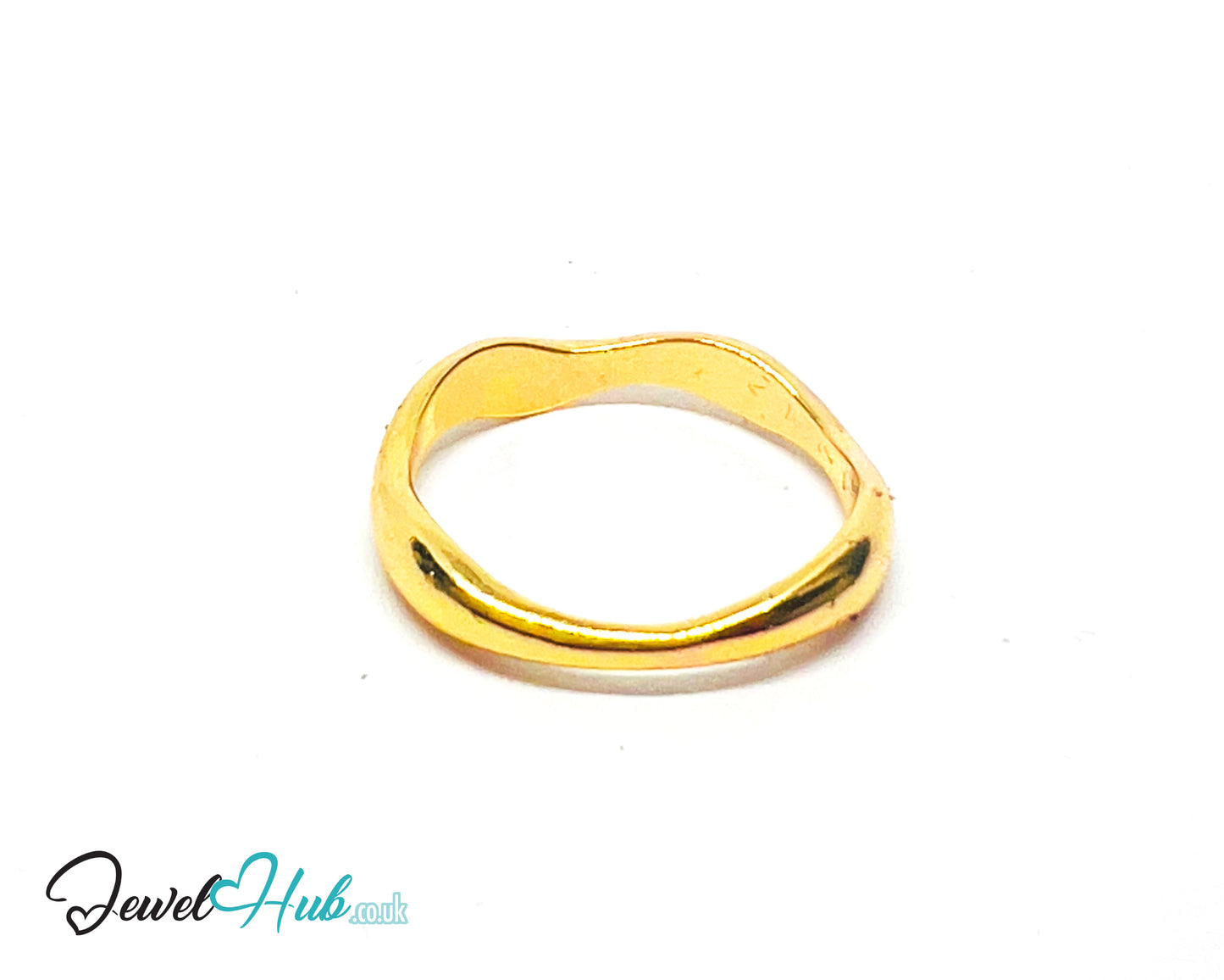 💛 WaveBand Gold-Plated Zinc Ring · UK N · US 7 · Wavy Band · Polished Gold