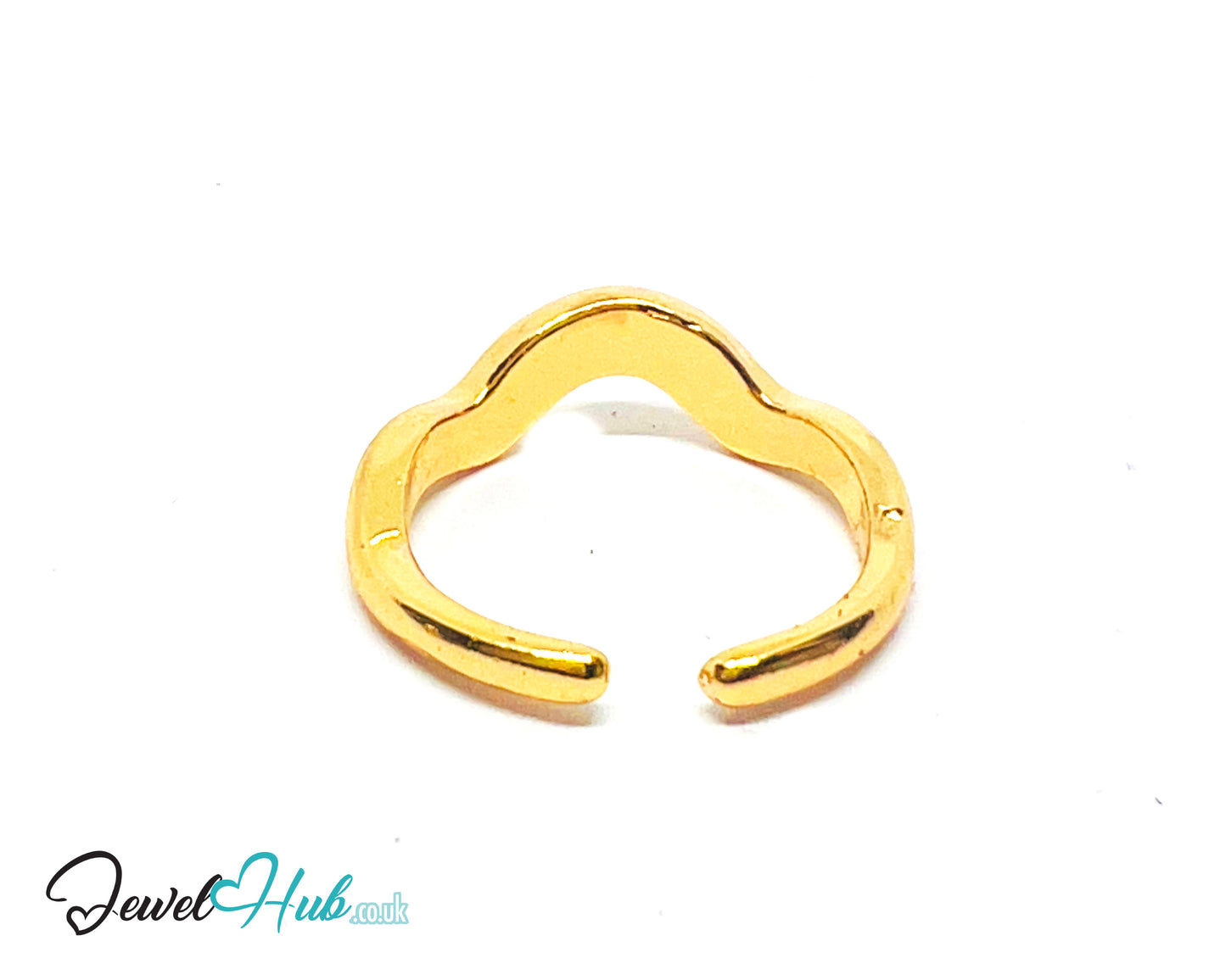 💛 RippleBand Gold-Plated Zinc Ring · UK R · US 8.5 · Open Wavy Band · Sculptural Gold
