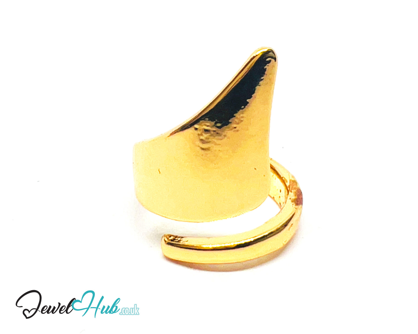 💛 Pointed Crest Gold-Plated Zinc Ring · UK G · US 3.5 · Open Band · Sculptural Peak