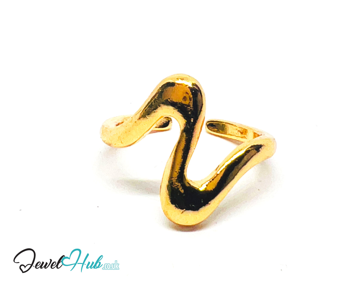 💛 Waveform Zinc Gold Plated Zigzag Ring UK L · US 6 · Sculptural Minimalism