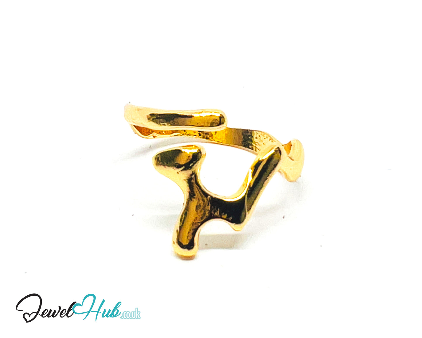 💛 Symbolon Mini Abstract Gold Plated Sculptural Ring · UK Q · US 8 · 1.56g · Lightweight Accent