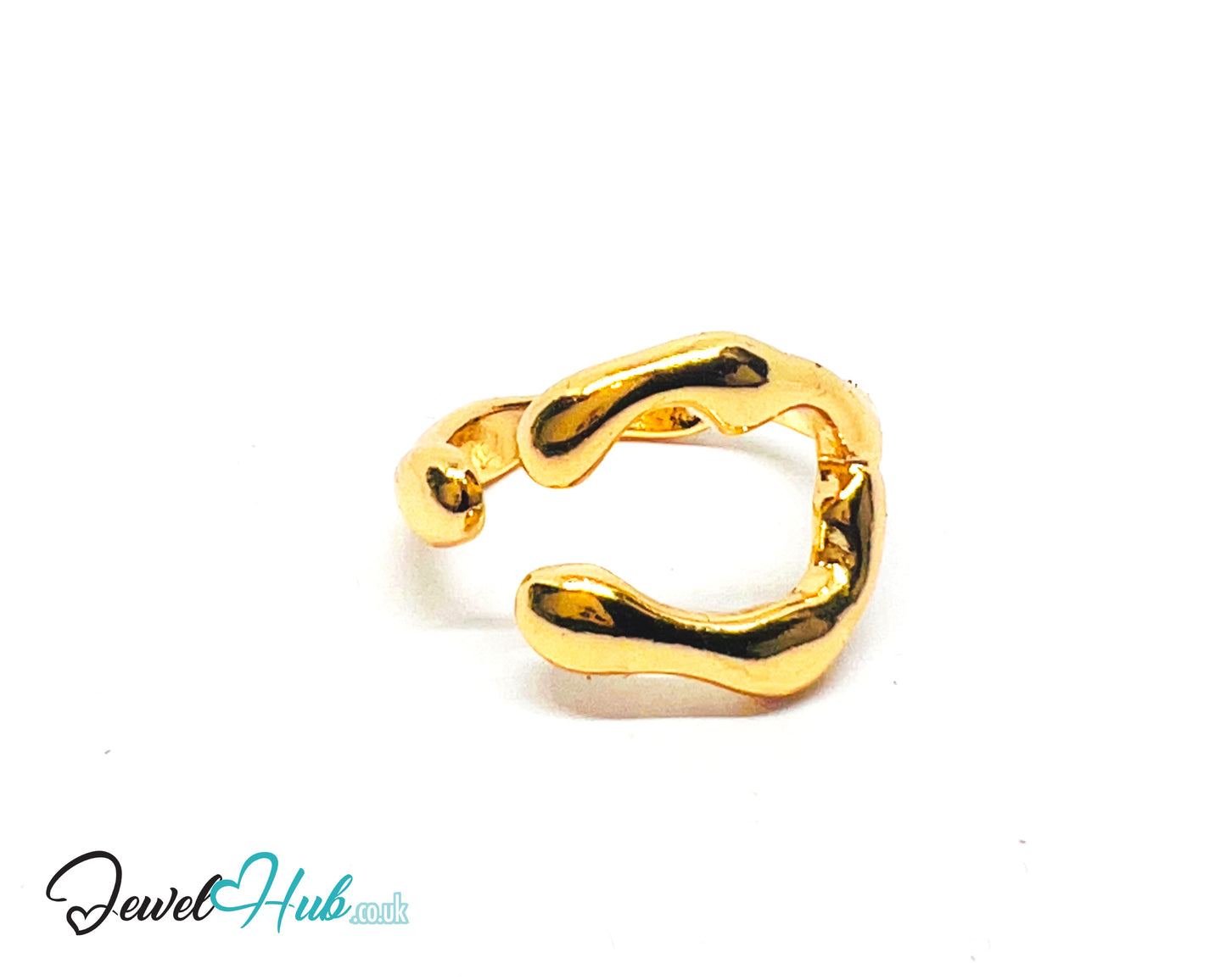 💛 Flowform Open-End Gold Plated Wavy Ring · UK L · US 6 · Sculptural Minimalism