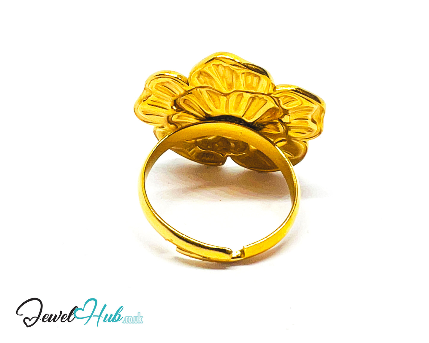 🌸 Bloomform Gold Plated Flower Ring · Zinc Alloy · UK P · US 8 · Bold Botanical Statement