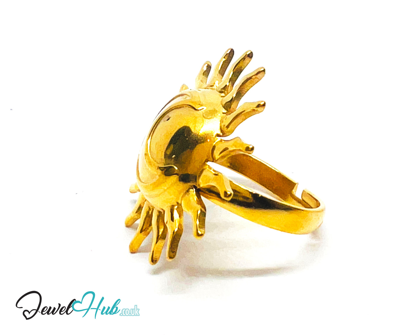 ☀️ Solflare Gold Plated Sun Ring · Zinc Alloy · UK M · US 7 · Celestial Statement