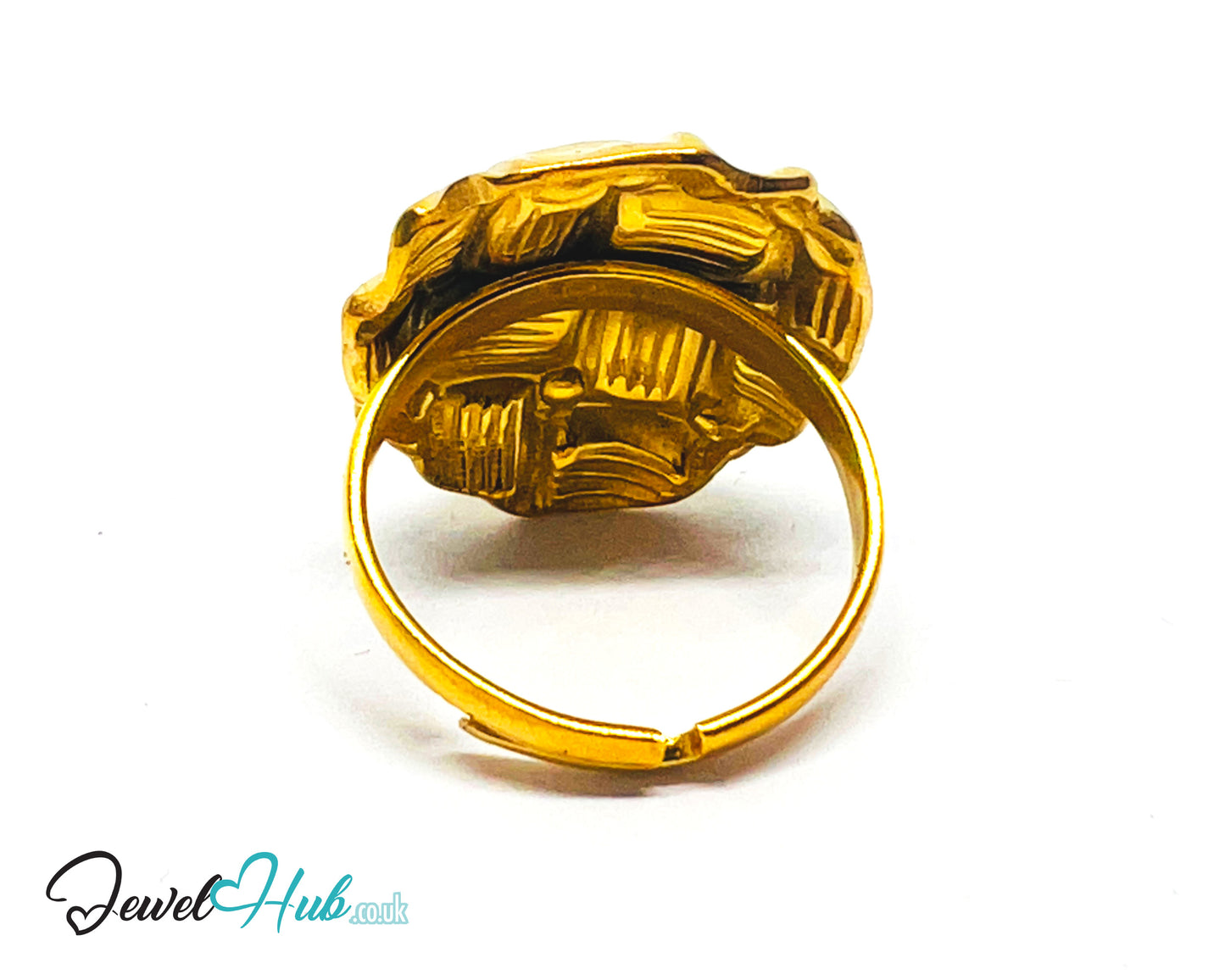 📐 Gridform Gold Plated Texture Ring · Zinc Alloy · UK M · US 7 · Geometric Statement