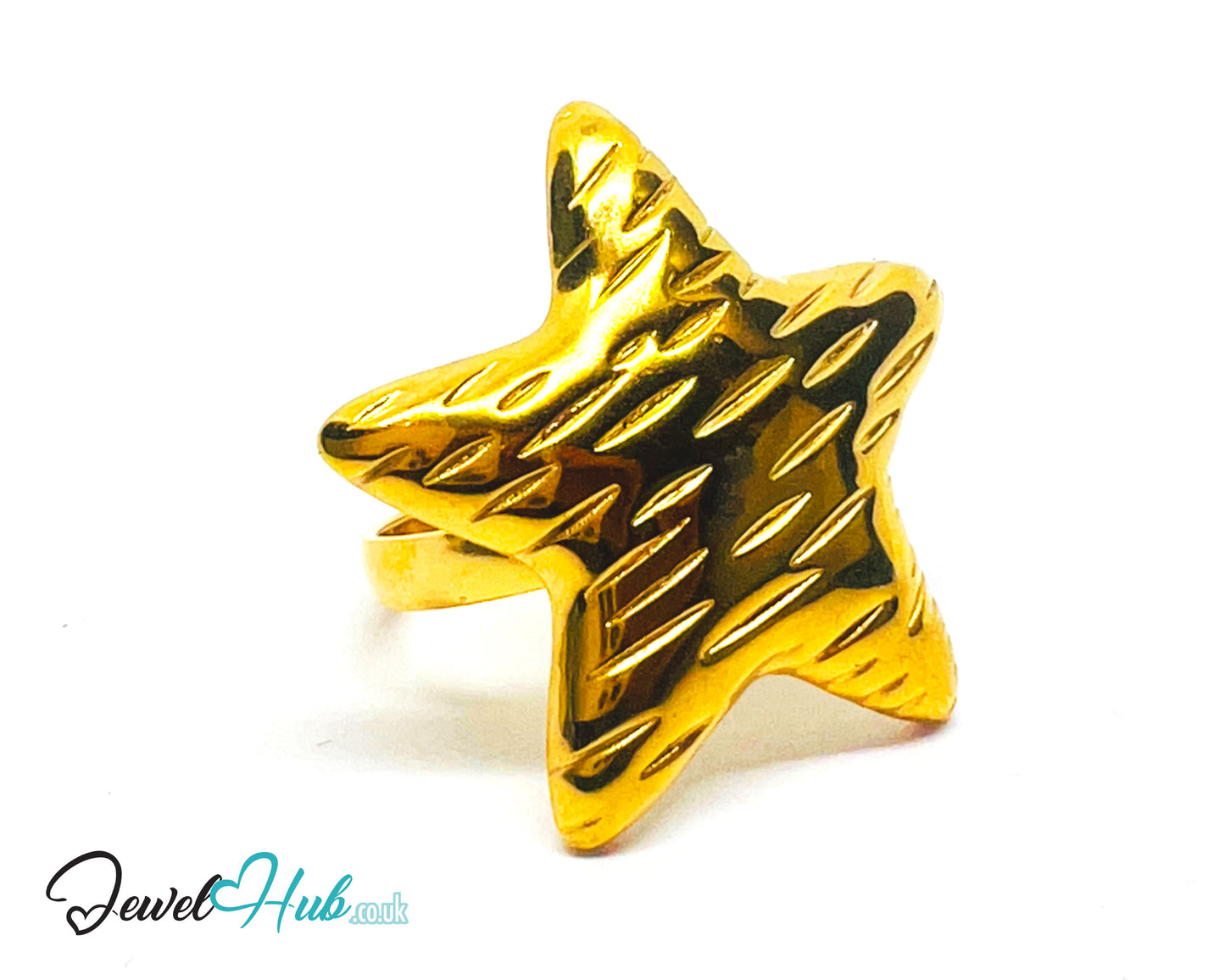 ⭐ Stratastar Gold Plated Star Ring · Zinc Alloy · UK N · US 7.5 · Bold Celestial Statement