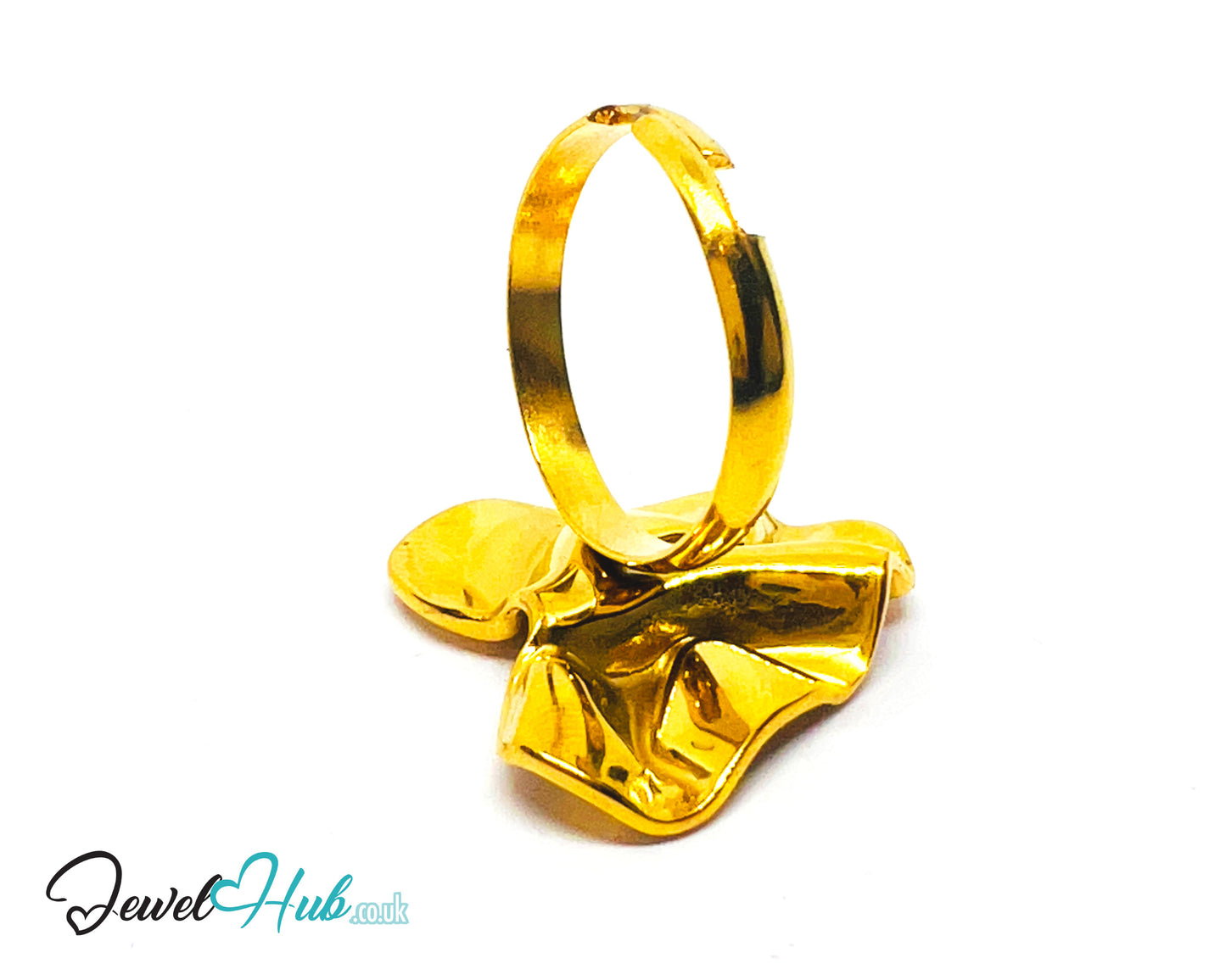 🌀 Foldform Gold Plated Sculptural Ring · Zinc Alloy · UK R · US 9 · Abstract Statement