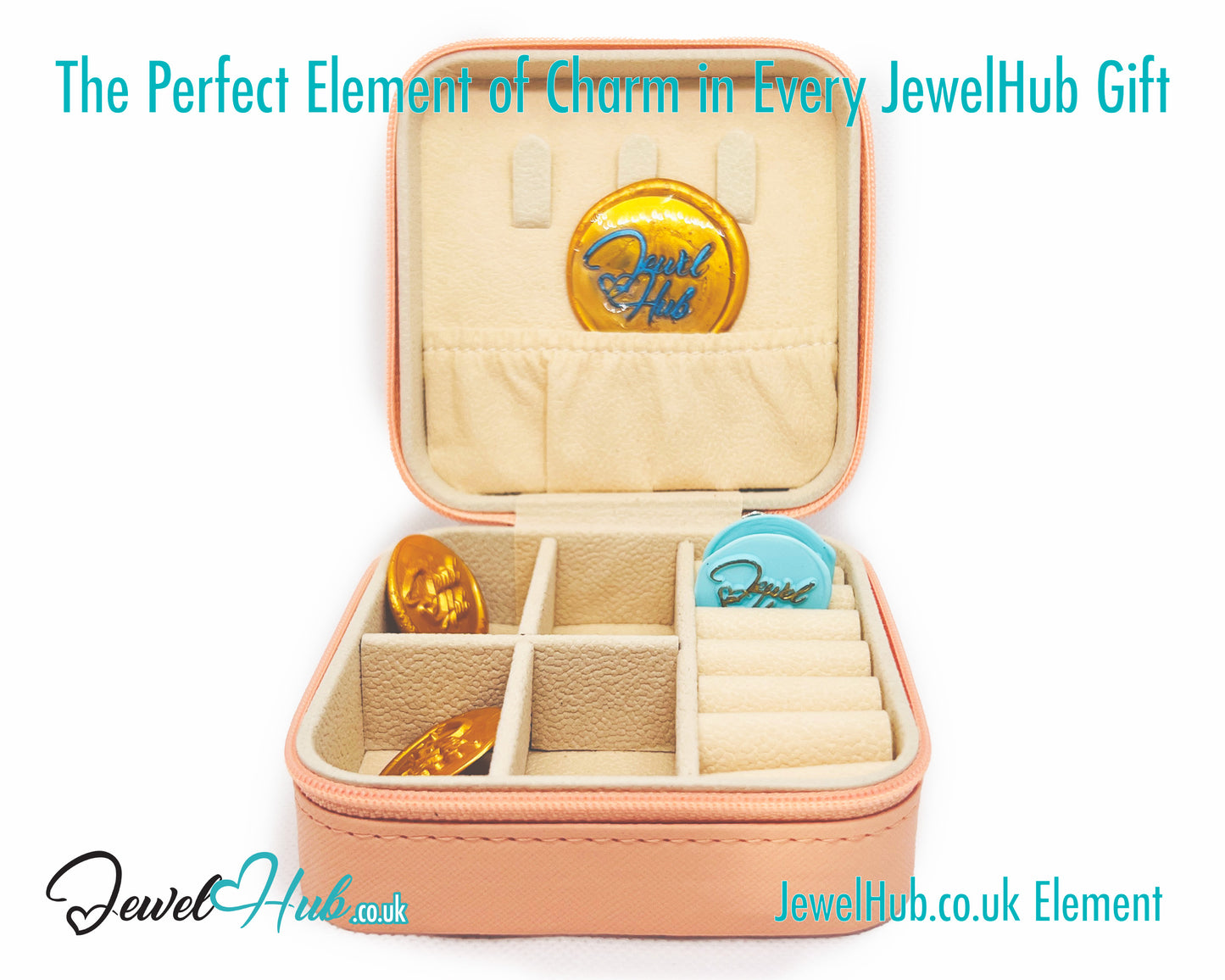 🧡 Orange Faux Leather Travel Jewelry Box — Compact · Velvet Interior · Zipper Closure