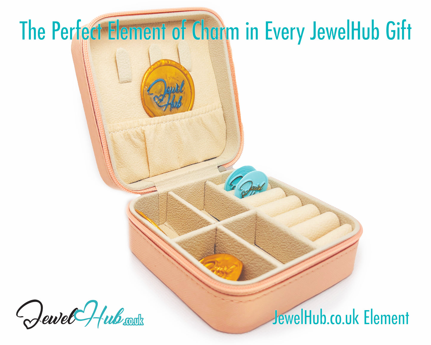🧡 Orange Faux Leather Travel Jewelry Box — Compact · Velvet Interior · Zipper Closure