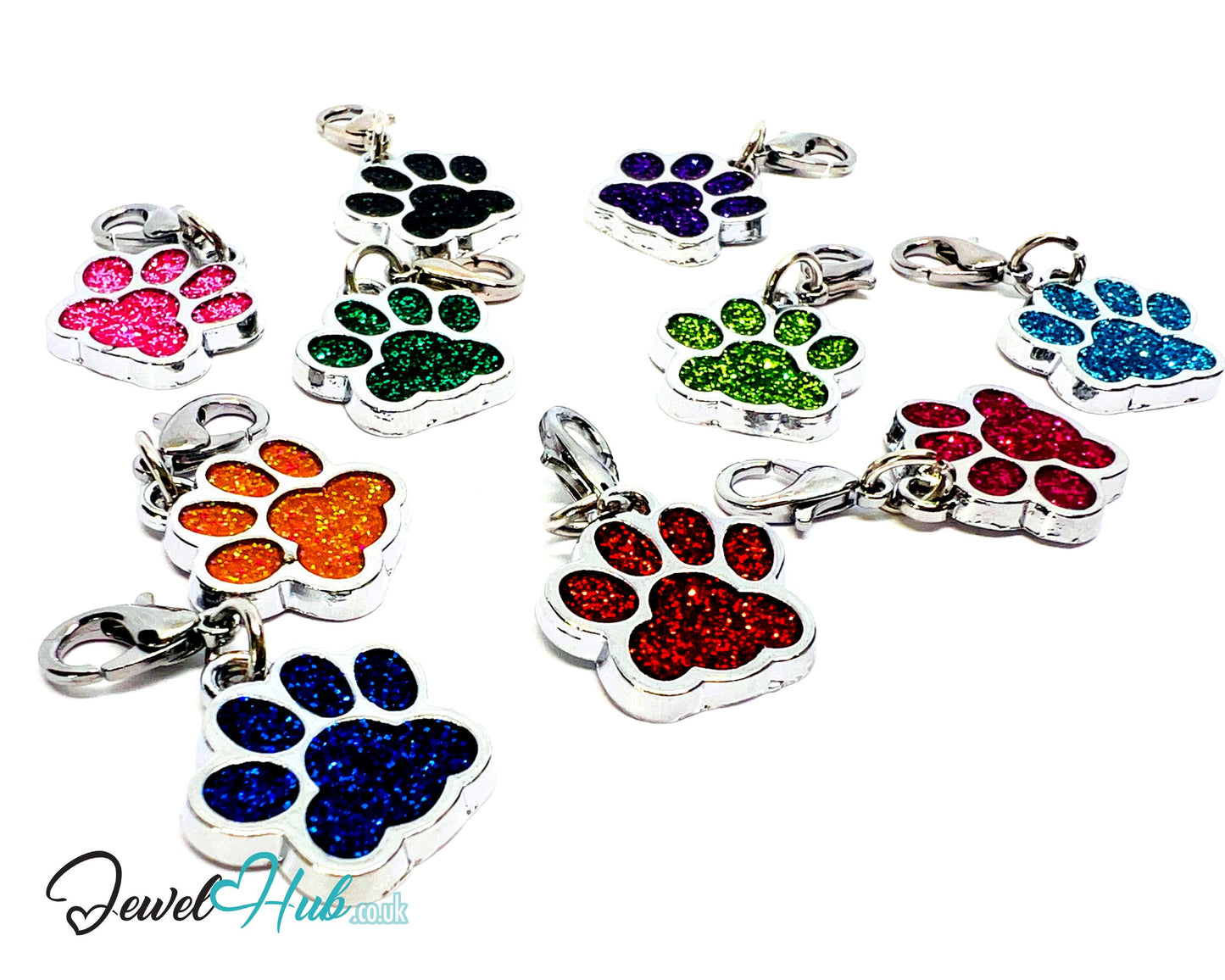 Glitter Dog Paw ID Tag – Zinc Alloy & Resin | JewelHub Engraved - JewelHub