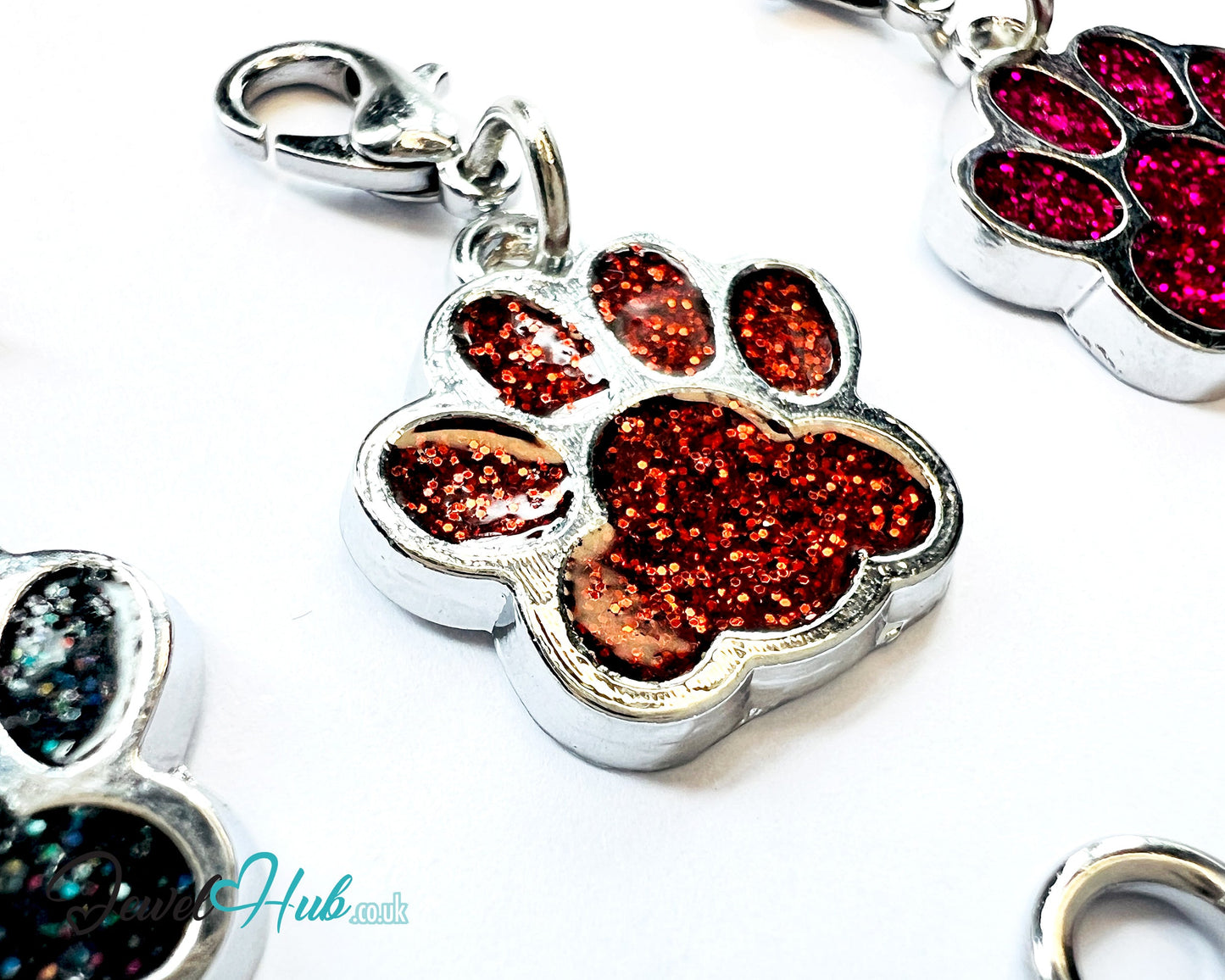 Glitter Dog Paw ID Tag – Zinc Alloy & Resin | JewelHub Engraved - JewelHub
