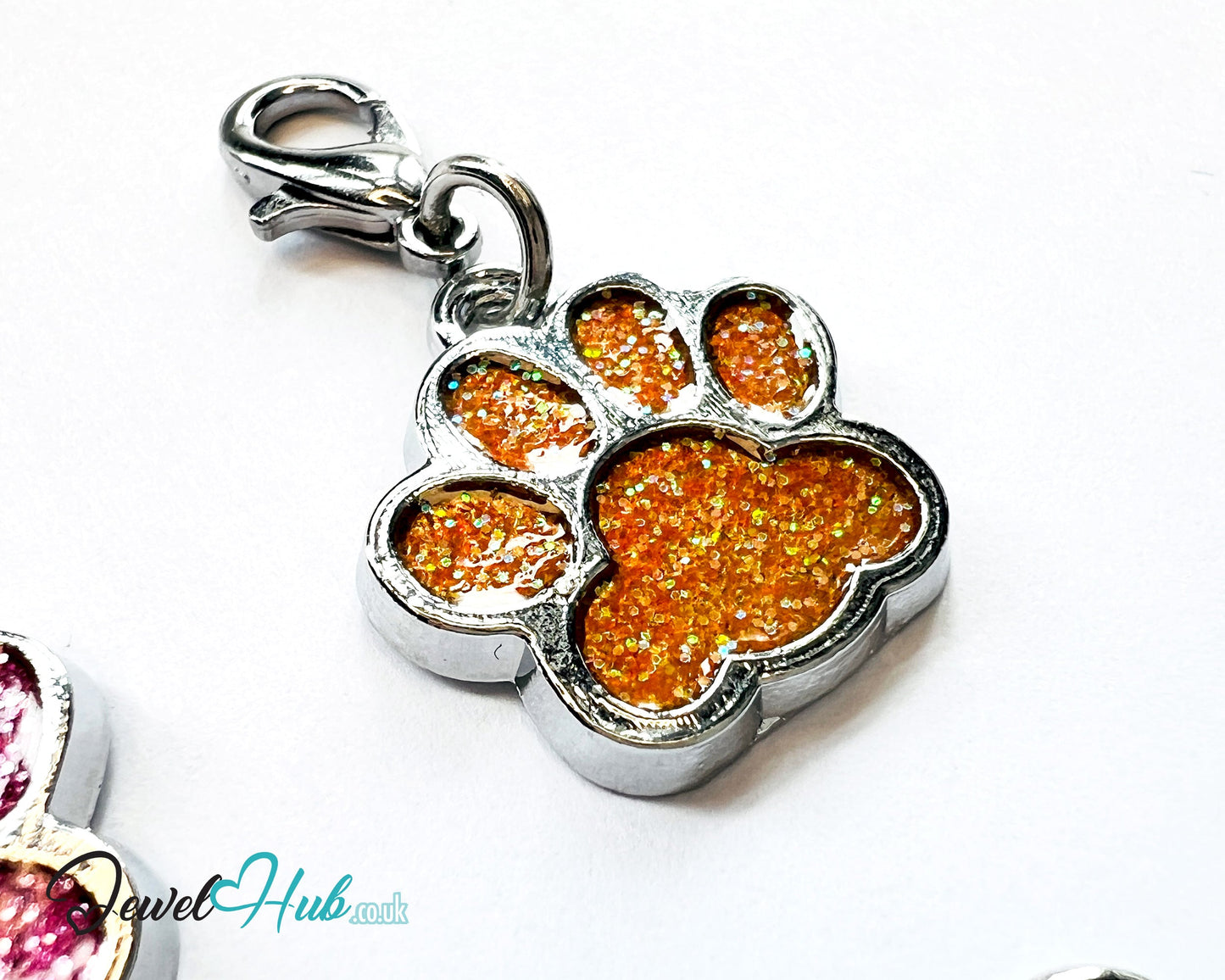Glitter Dog Paw ID Tag – Zinc Alloy & Resin | JewelHub Engraved - JewelHub