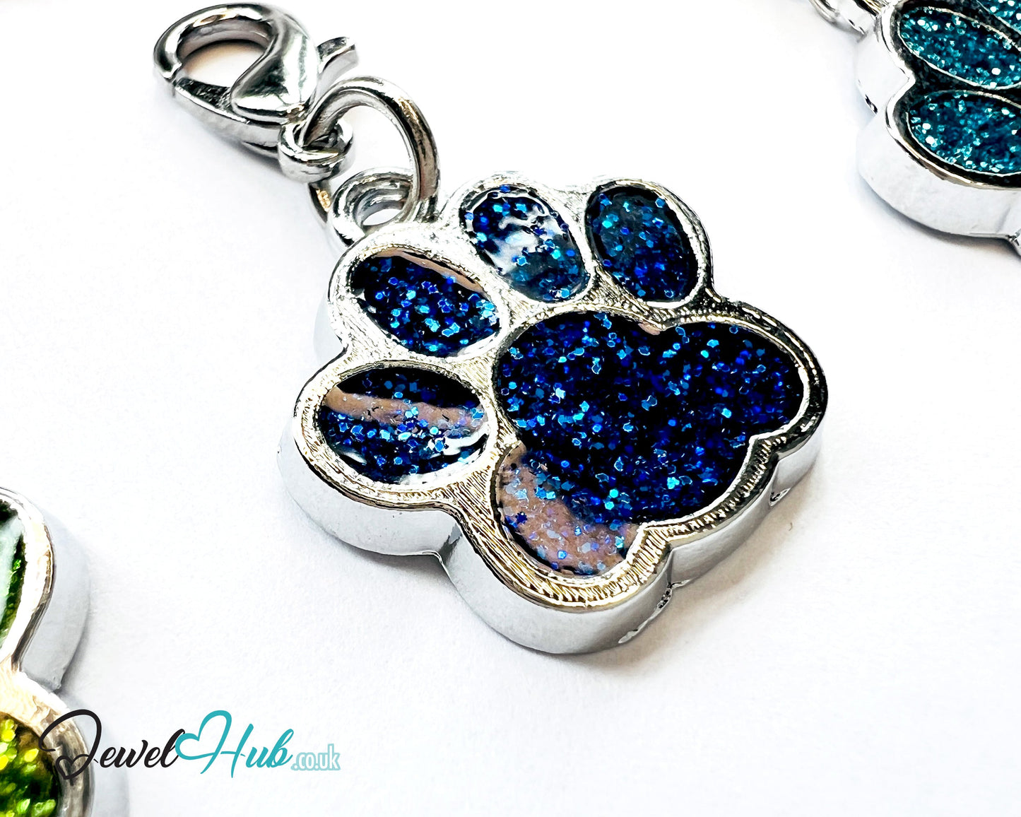 Glitter Dog Paw ID Tag – Zinc Alloy & Resin | JewelHub Engraved - JewelHub