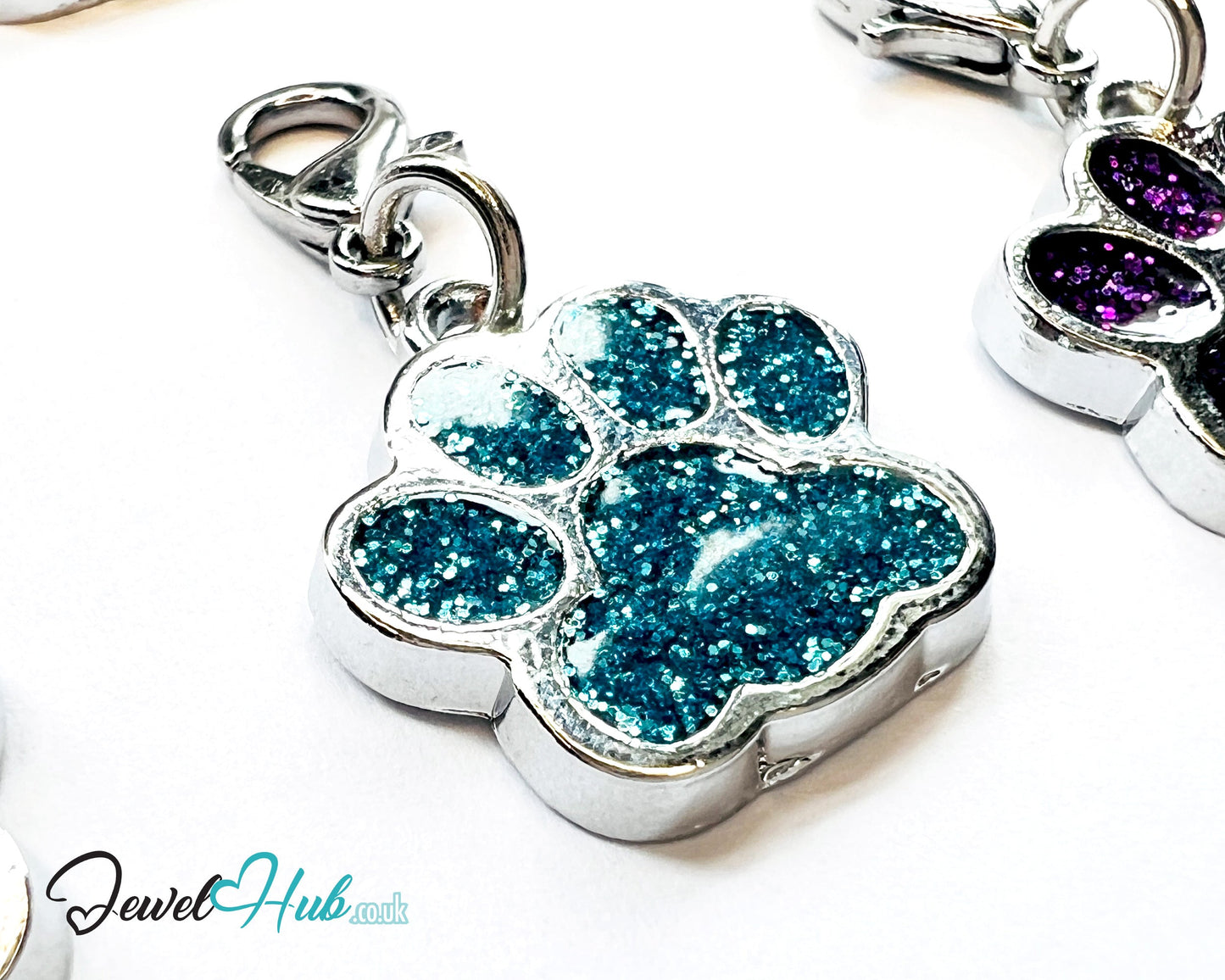Glitter Dog Paw ID Tag – Zinc Alloy & Resin | JewelHub Engraved - JewelHub