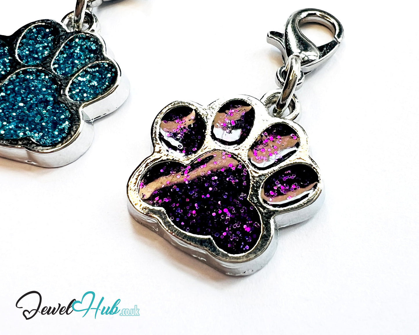 Glitter Dog Paw ID Tag – Zinc Alloy & Resin | JewelHub Engraved - JewelHub