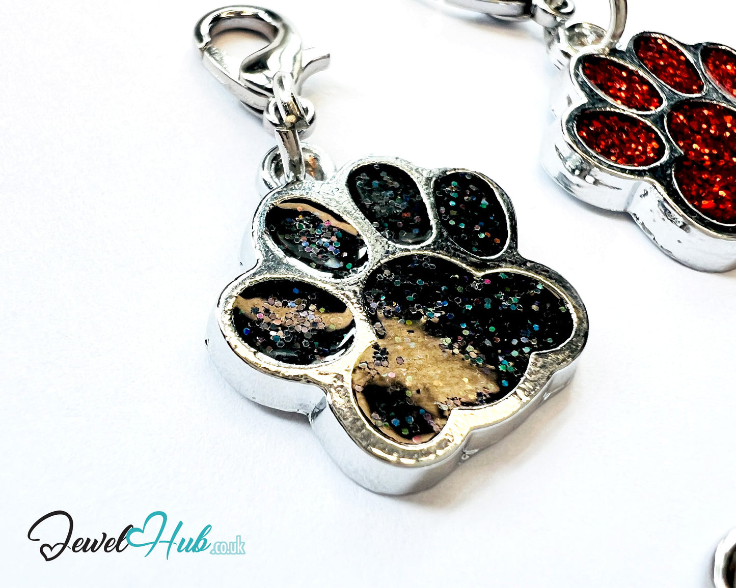 Glitter Dog Paw ID Tag – Zinc Alloy & Resin | JewelHub Engraved - JewelHub