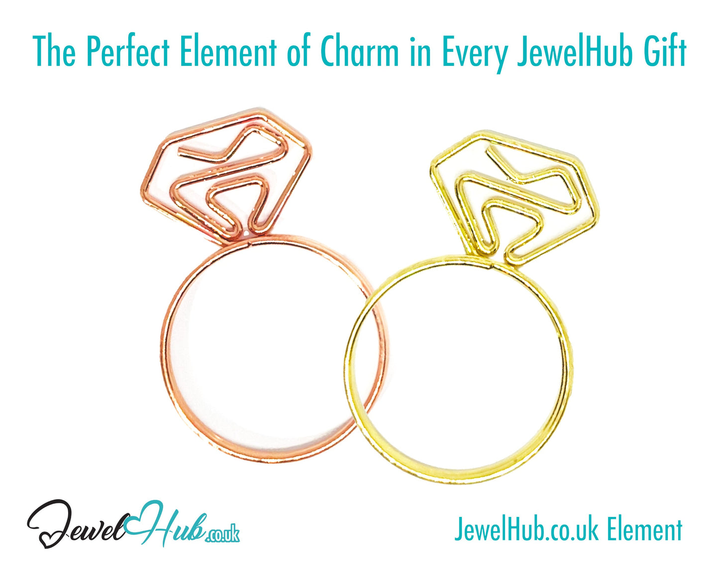 Diamond Ring Paper Clips · Iron Duo · Gold & Rose Gold · Quirky Gift Charm · Bestseller Combo CT