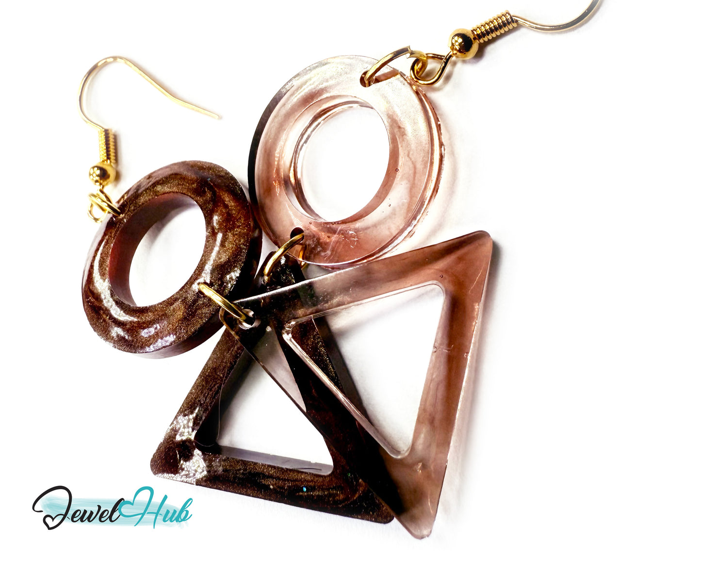 Mocha Fade Triangle and Circle Resin Earrings
