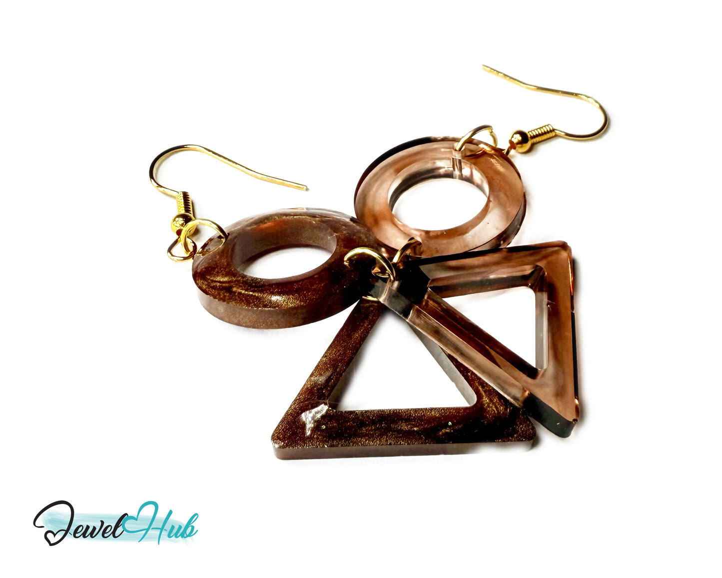 Mocha Fade Triangle and Circle Resin Earrings