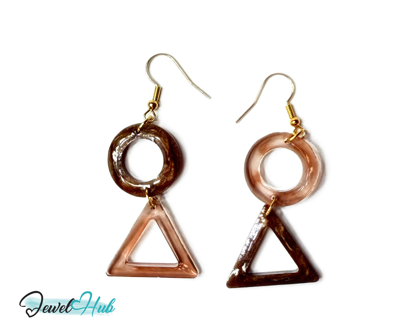 Mocha Fade Triangle and Circle Resin Earrings