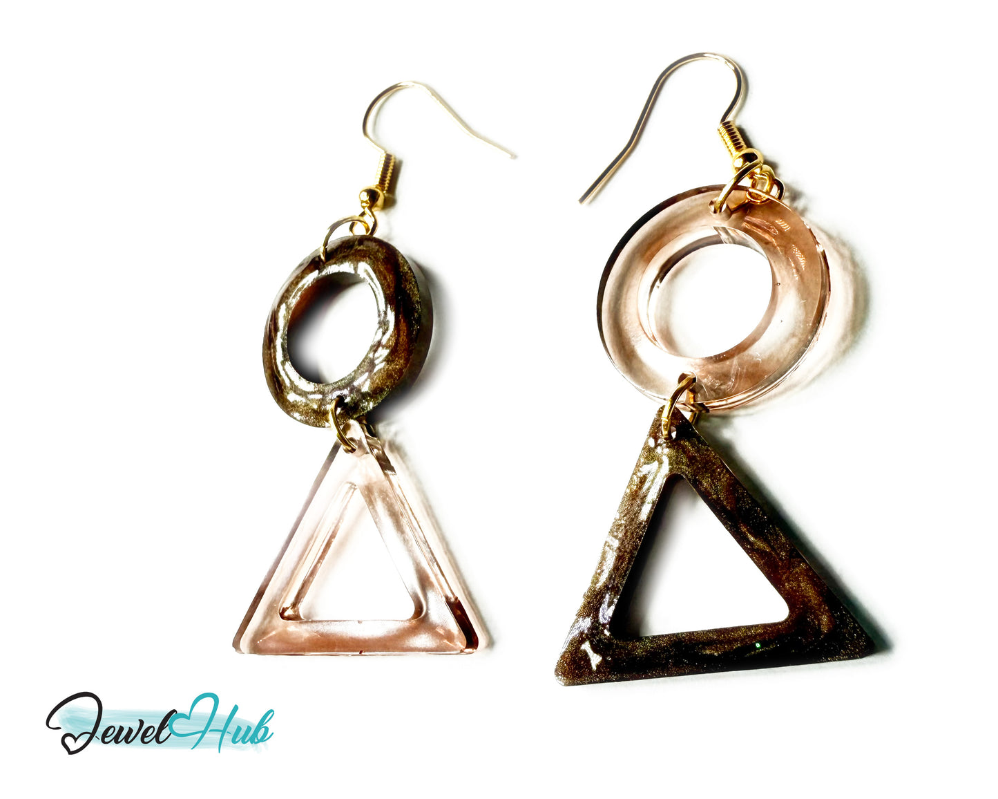 Mocha Fade Triangle and Circle Resin Earrings