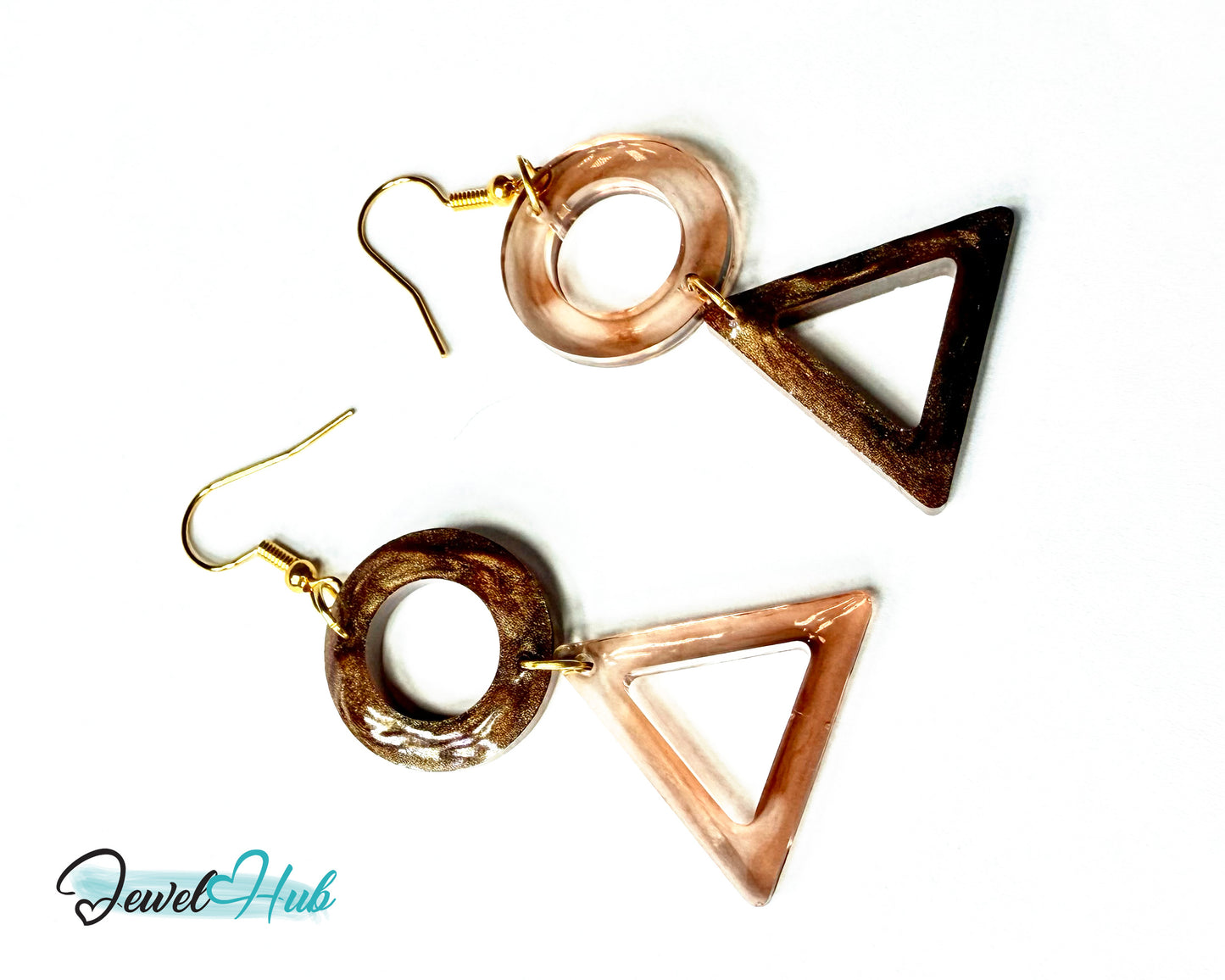 Mocha Fade Triangle and Circle Resin Earrings
