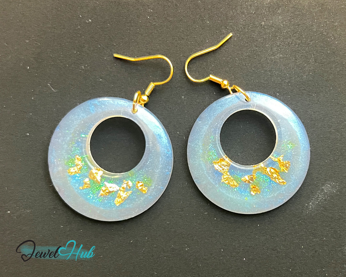 Milky Glow Golden Frost Glitter Resin Earrings