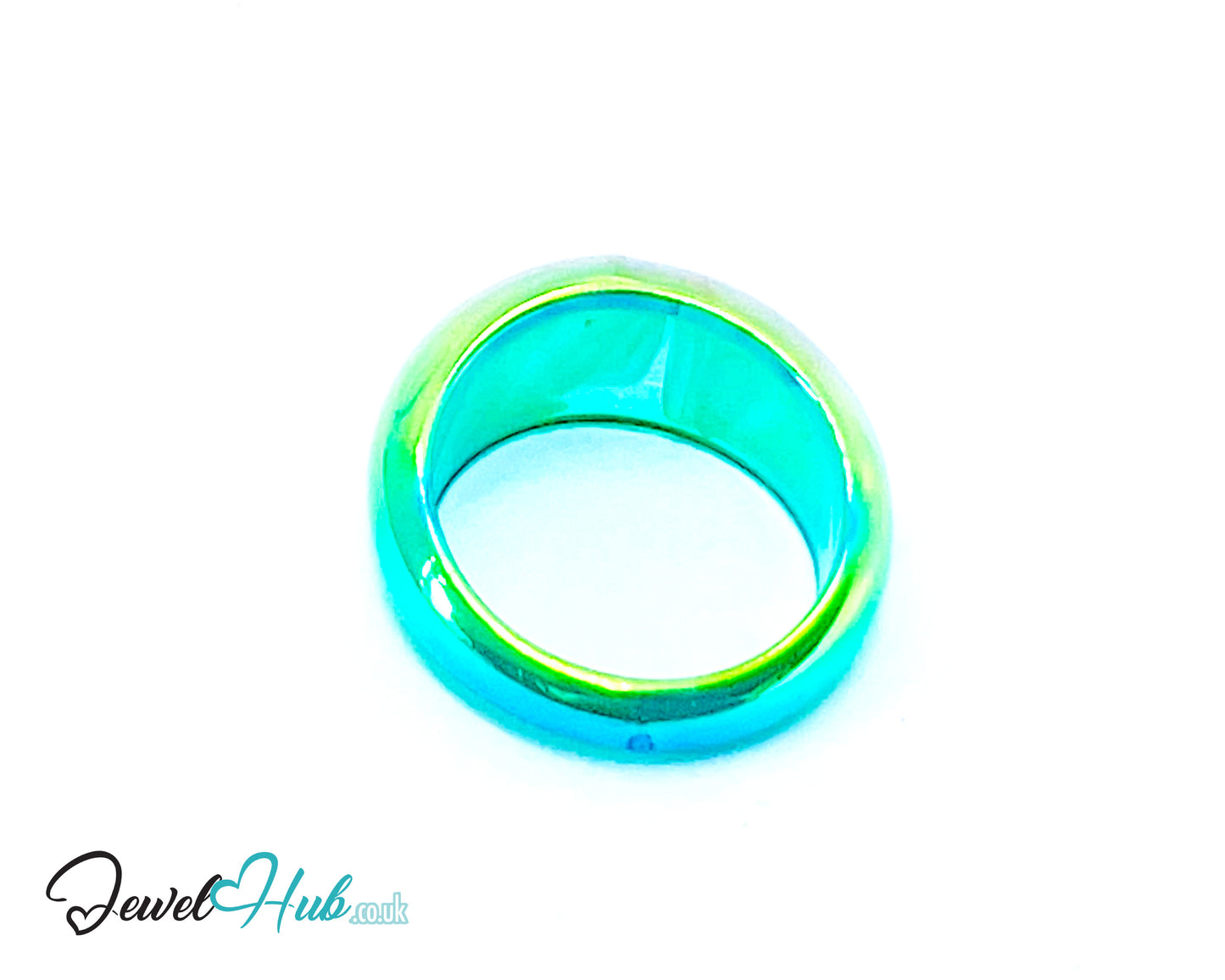 🧊 Cyan Resin Ring (Blue-Green) UK P · US 7.5 · Iridescent Sculptural Band