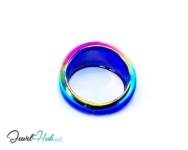 🌌 Dark Blue Resin Ring (Iridescent) UK N · US 6.75 · Gloss Sculptural Band CT