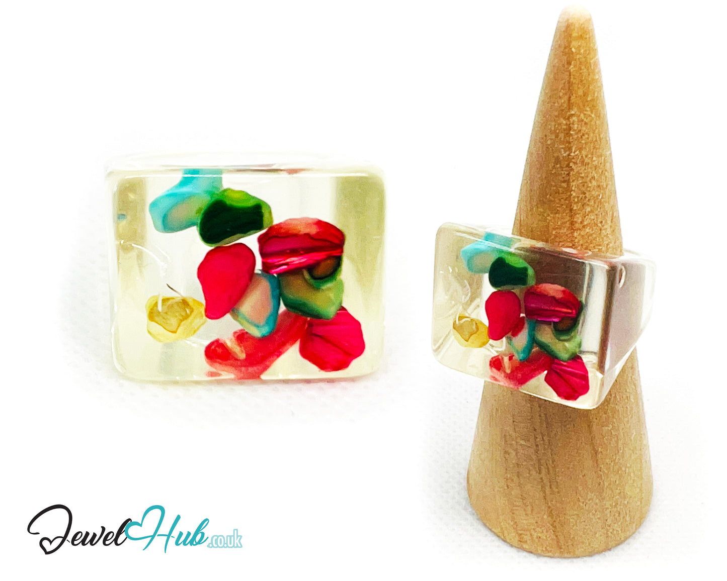 🐚 ShellBloom Resin Ring – UK P · US 8 · Giant Series · Handcrafted Resin