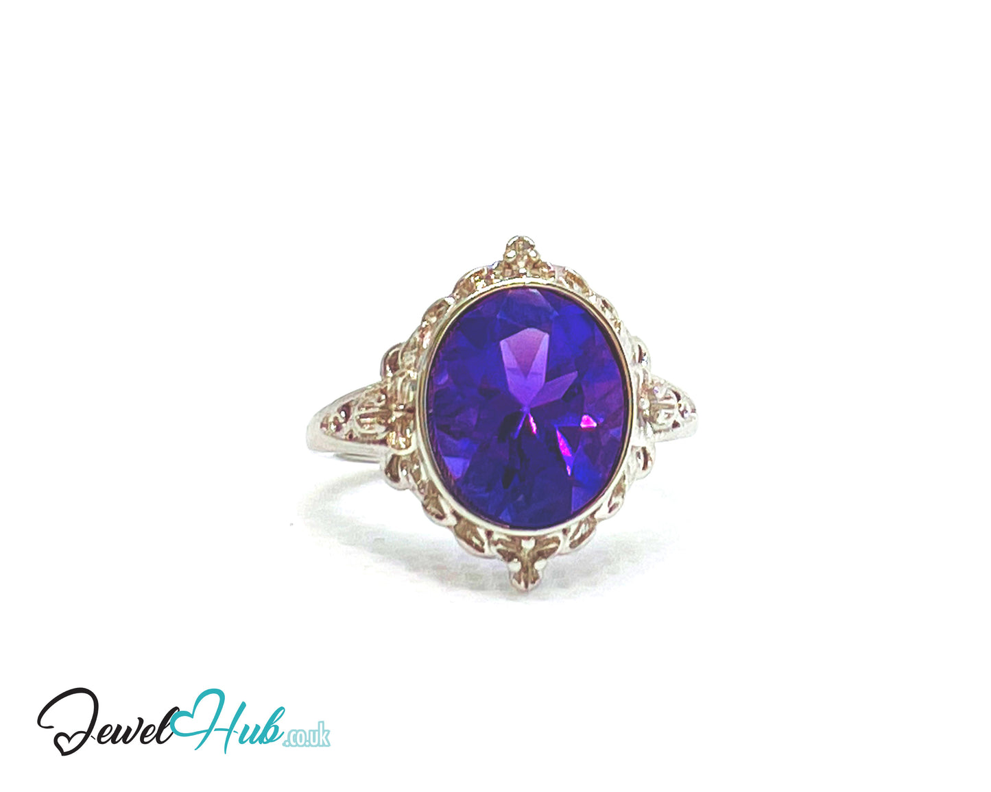 925 Sterling Silver Natural Amethyst (3.5-carat) Ring | Adjustable Size | Violet Bloom