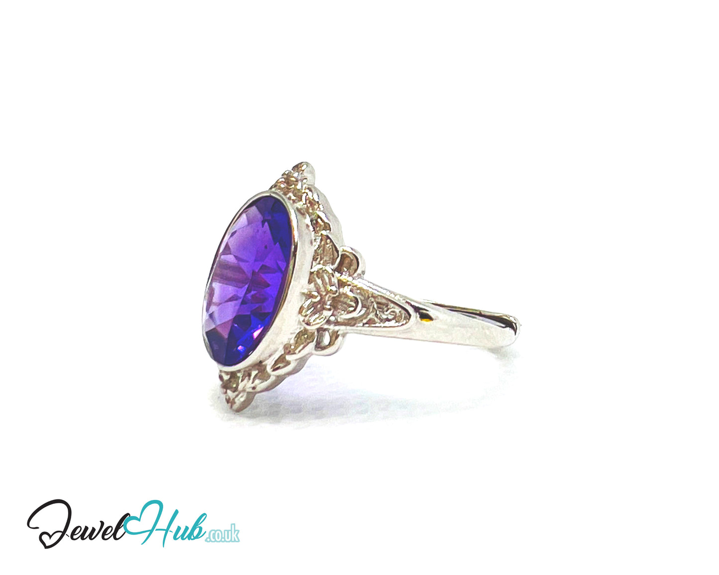925 Sterling Silver Natural Amethyst (3.5-carat) Ring | Adjustable Size | Violet Bloom
