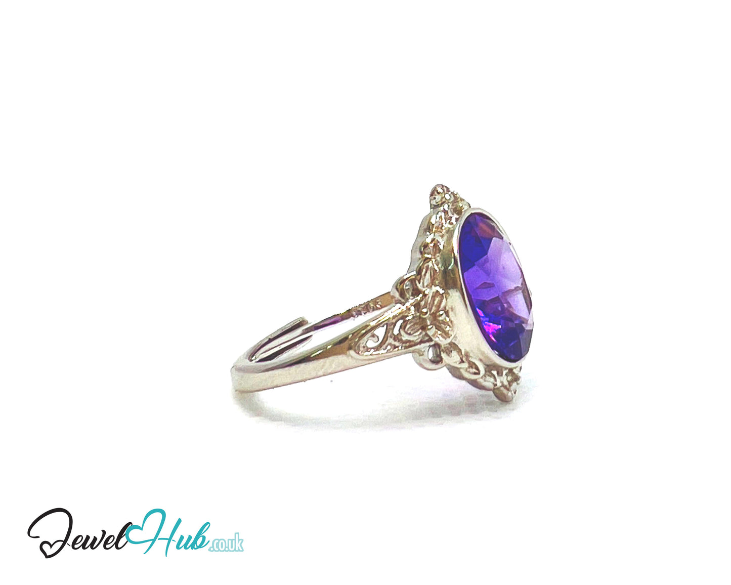 925 Sterling Silver Natural Amethyst (3.5-carat) Ring | Adjustable Size | Violet Bloom