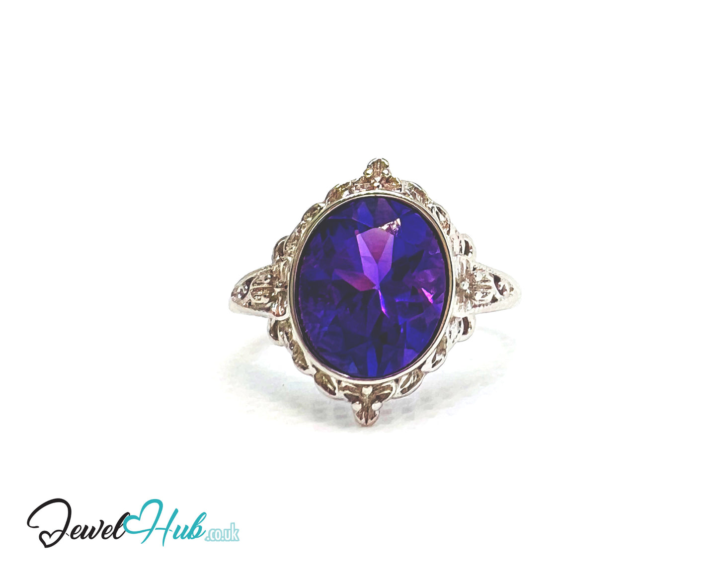 925 Sterling Silver Natural Amethyst (3.5-carat) Ring | Adjustable Size | Violet Bloom